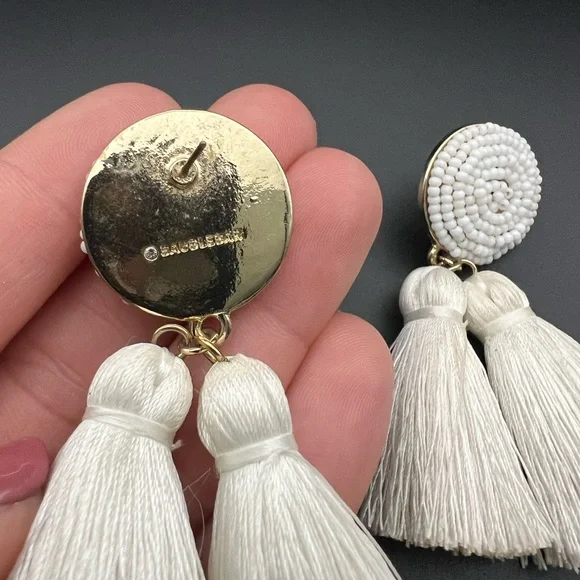 BaubleBar White Tassel and Seed Bead Earrings Boho Wedding - Picture 3 of 4